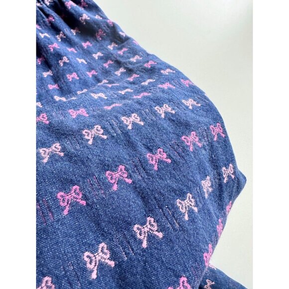 Vintage Girls' OSHKOSH B'GOSH Pink Bow Embroidered Blue Denim Overalls, Size 6 - Picture 12 of 15